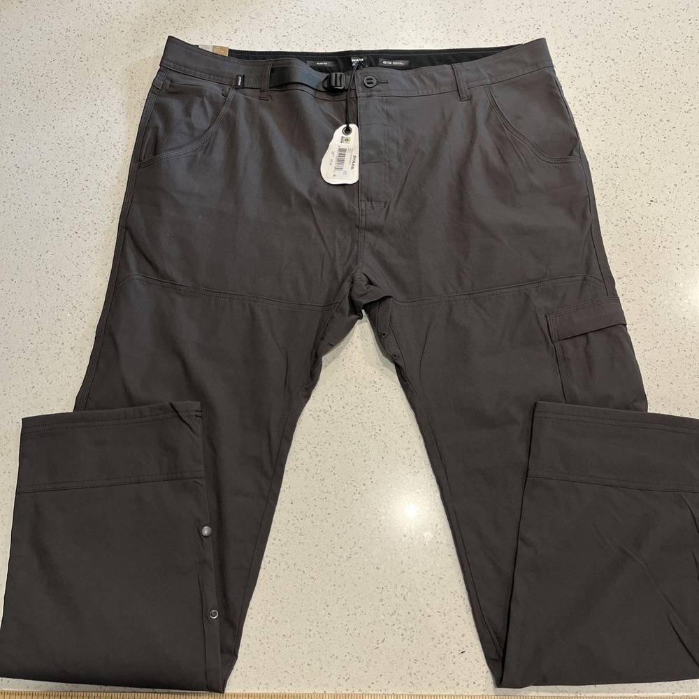 NEW‎ Prana Zion II Pants 42/34 Stretch Slim Fit Tapered Cargo Gray Dark Iron